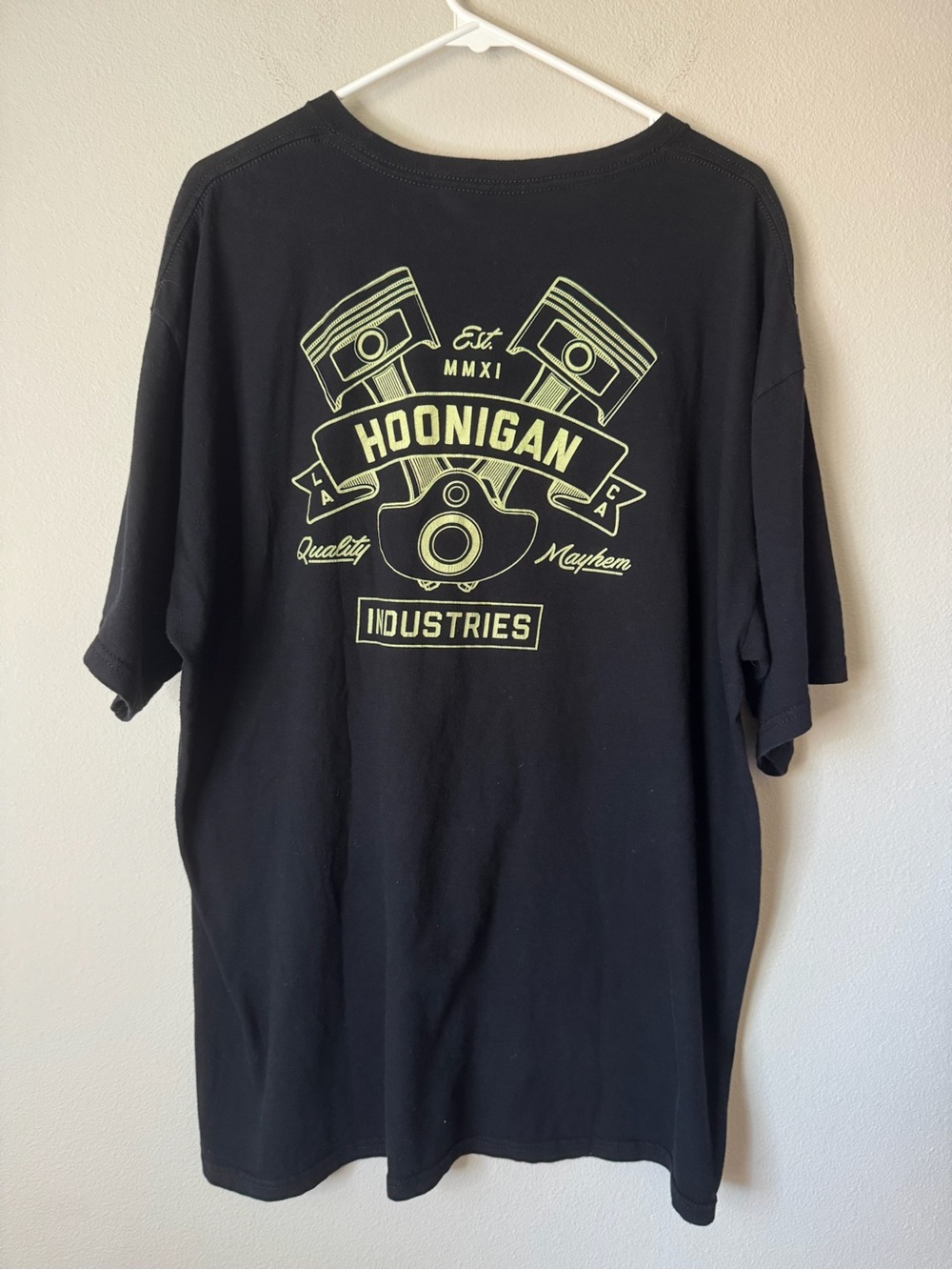 Hoonigan Industries Piston‎ Graphic T Shirt Mens XL Black Streetwear Cotton